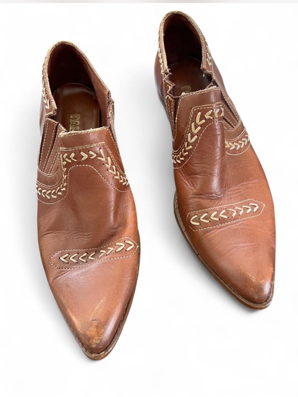 Palomino Vintage Brown Leather Western Ankle Boots Embroidery 8B